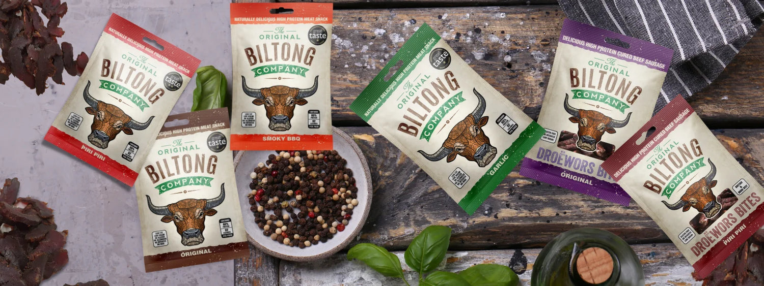 biltong and droewors ingredients spread on table